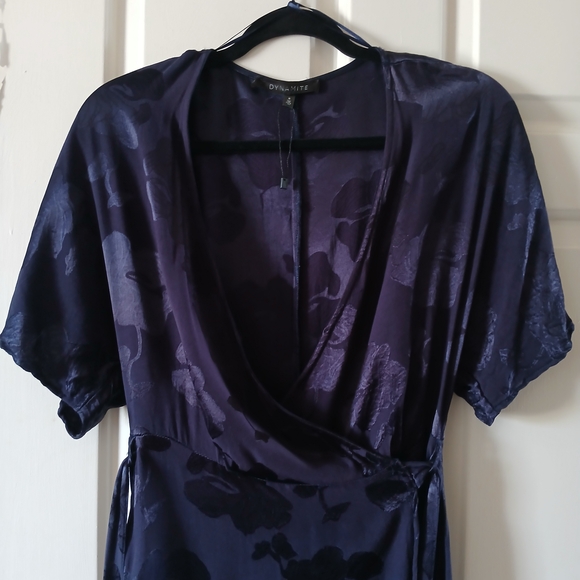 Blue Navy Wrap Dress - Picture 2 of 7